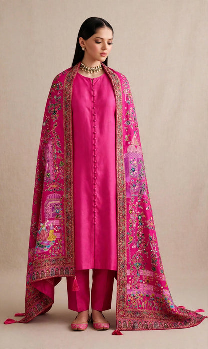 Noor-e-Mehfil Peacocks Dance in Fuchsia Dreams