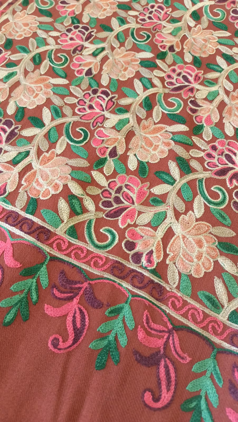 Exquisite Aari Embroidery Pashmina Shawl