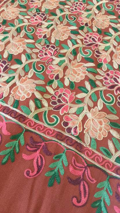 Exquisite Aari Embroidery Pashmina Shawl