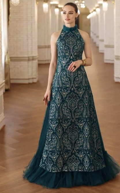 Sea-Green Laser-Cut Net Ensemble