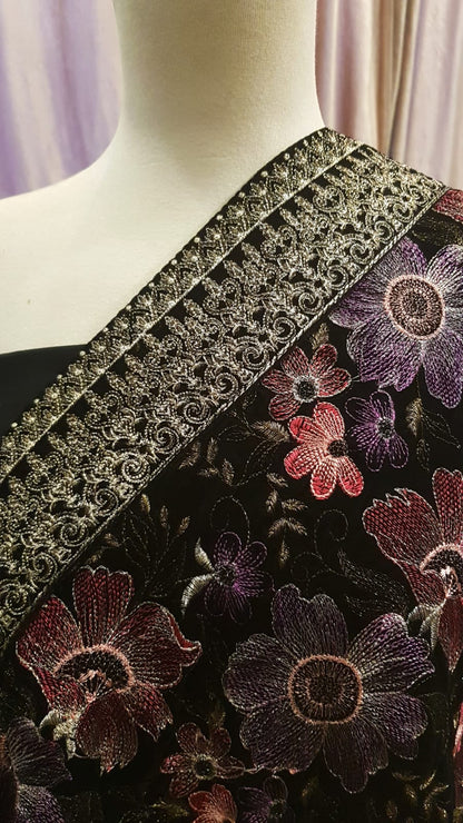 Velvet embroidered shawl