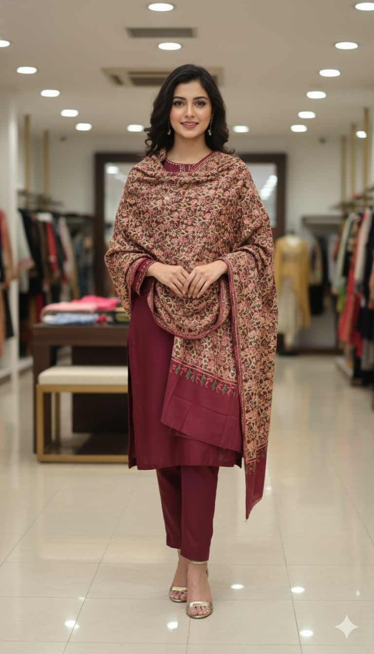 Aari Embroidered Pashmina Shawl