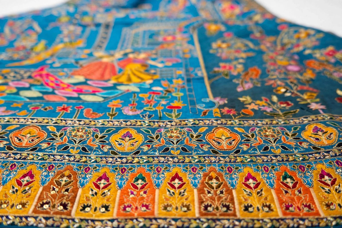 The Mughal Darbar - Royal Ferozi Minakari Jama Shawl