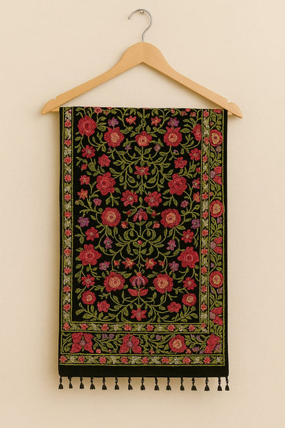 Velvet embroidered shawl