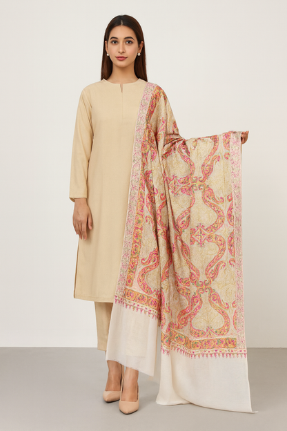 Luxurious embroidered pashmina shawl