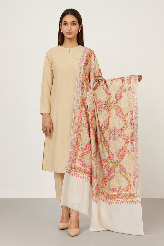 Luxurious embroidered pashmina shawl