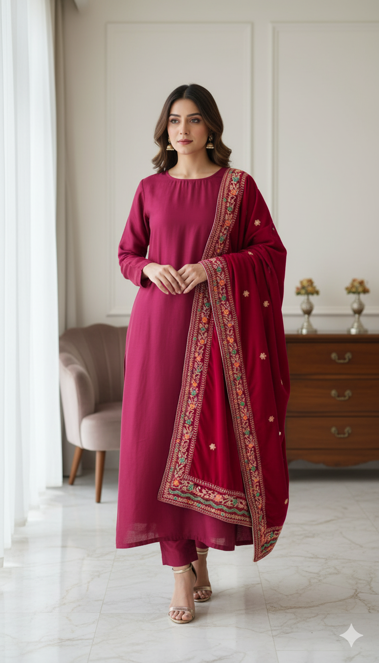 luxurious embroidered velvet shawl