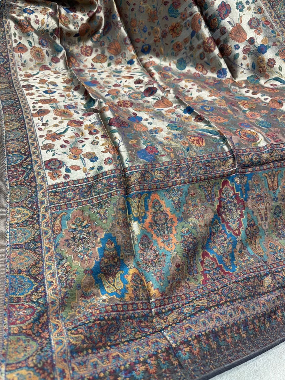 Moonlight Kani Silk Shawl, Wedding Wrap Perfect Gift Made in Kashmir