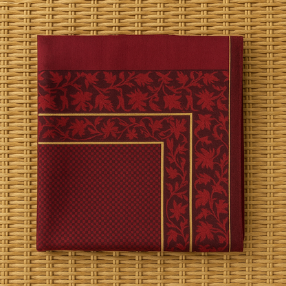 Luxury Pashmina Jacquard Shawl  Maroon with Golden Border