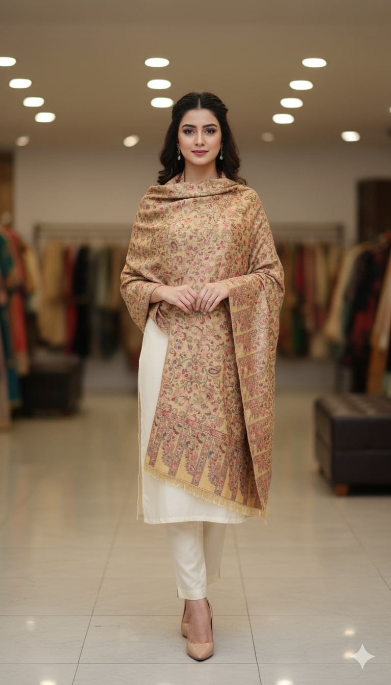 Luxury Kani Weave Full-Size Pashmina Shawl