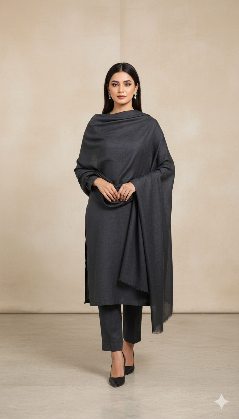 Charcoal grey pashmina shawl