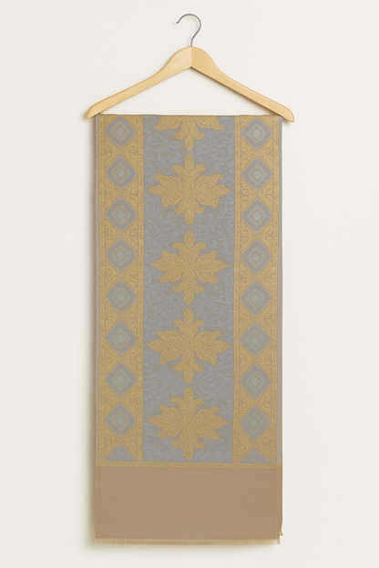 Luxury Blue-Gold Pashmina Shawl