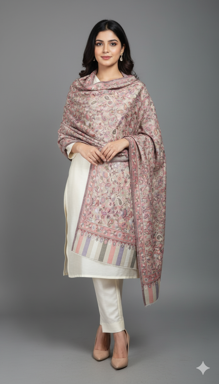 Luxury Pashmina Kani Shawl – Handwoven Heritage