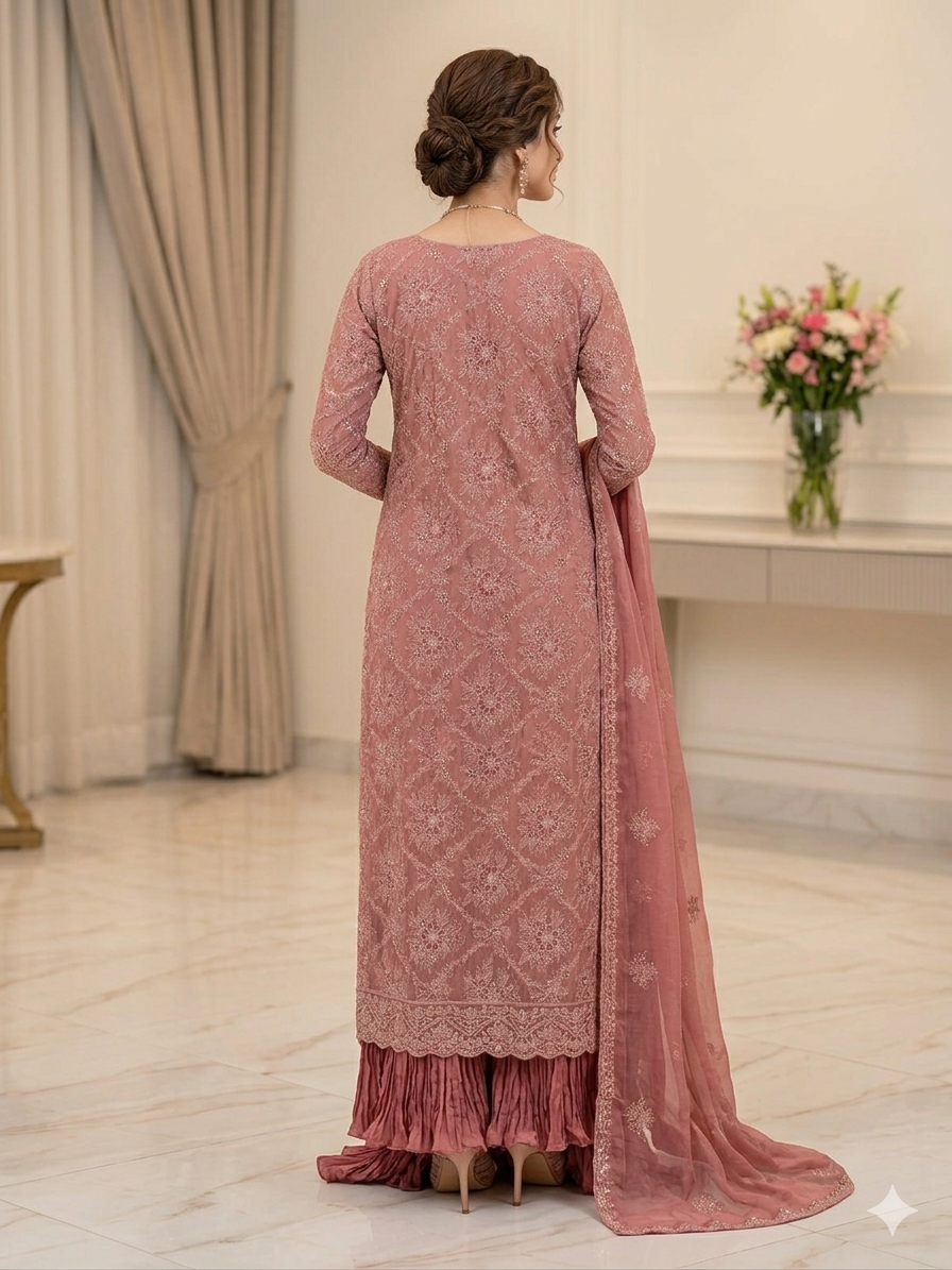 Dusty pink bareeze chiffon