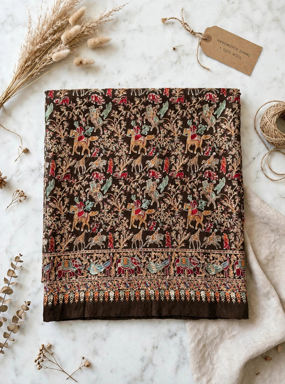 The Royal Shikargah - Heirloom Pashmina Nalki Shawl