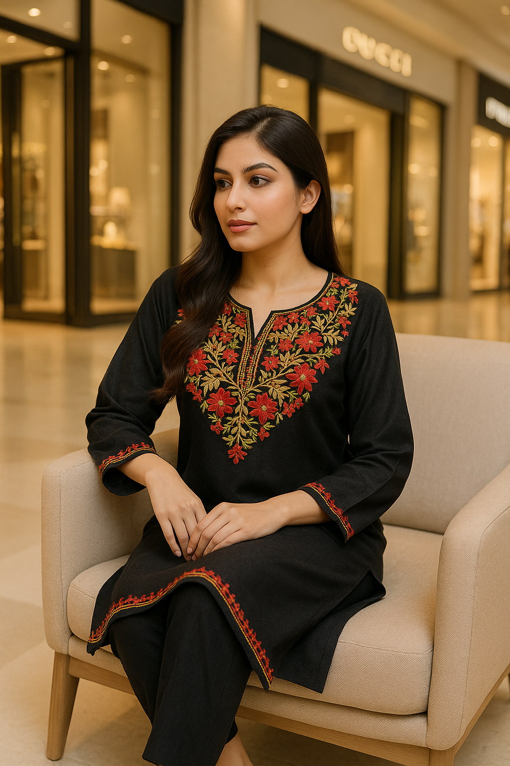 Black kurta Multi Embroidery