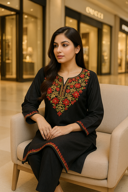 Black kurta Multi Embroidery