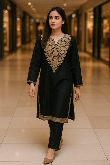 Black Pashmina kurta