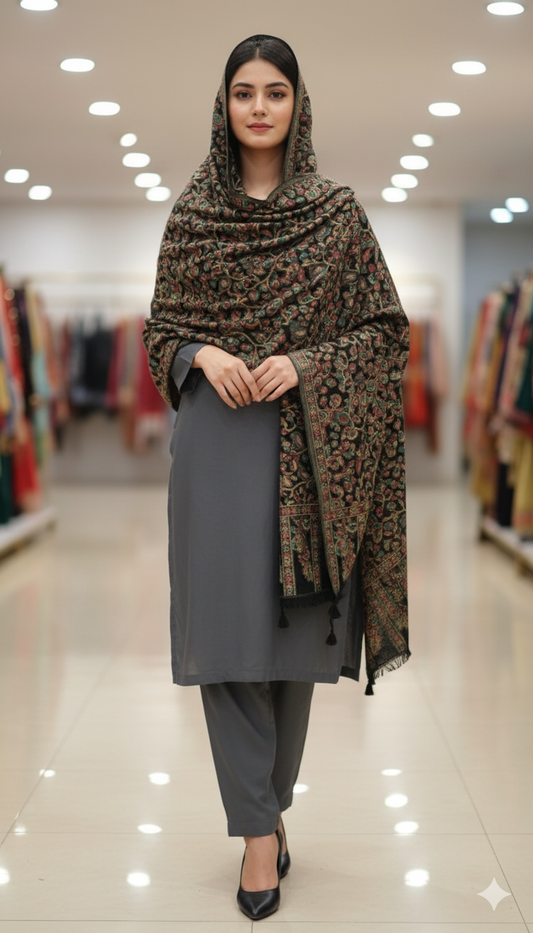 Kani Mini Shawl – Intricate Woven Elegance