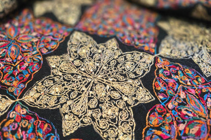 Black Noor Embroidered Pashmina Shawl