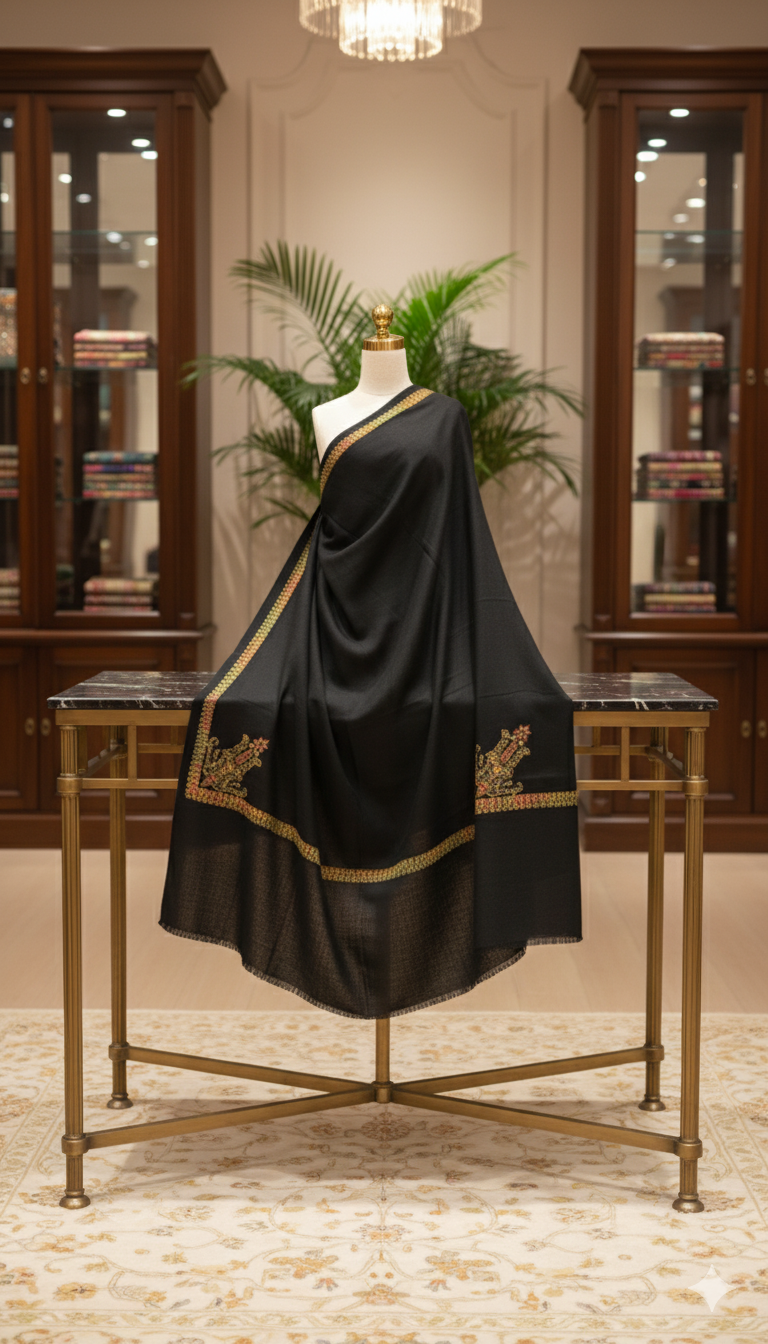 Luxurious black pashmina shawl