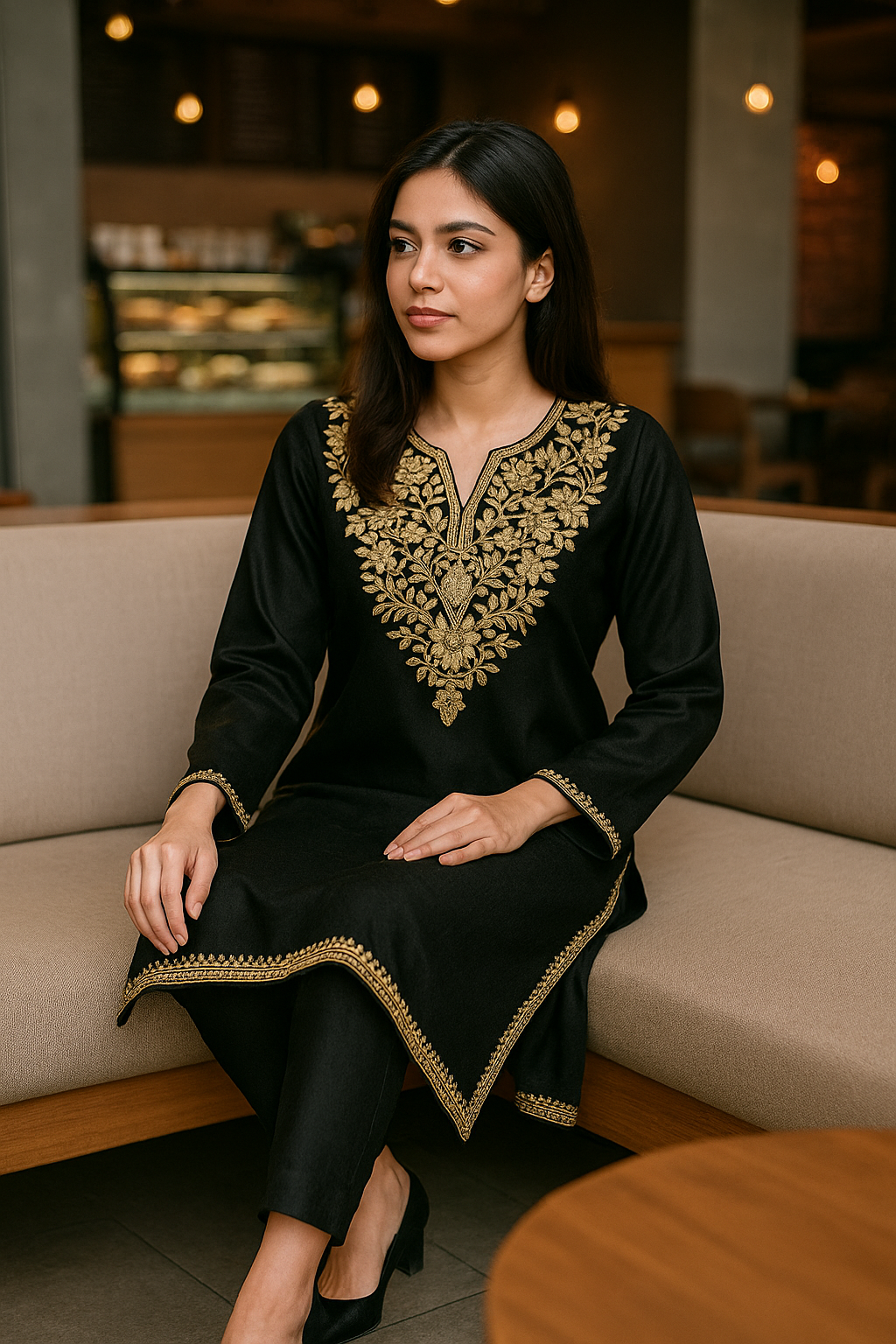 Black Pashmina kurta