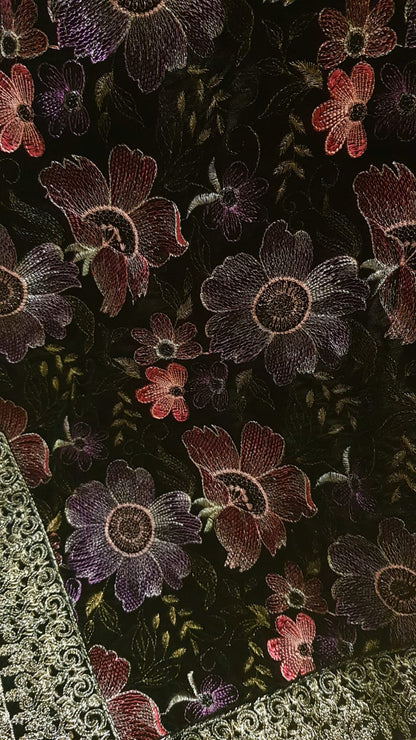 Velvet embroidered shawl
