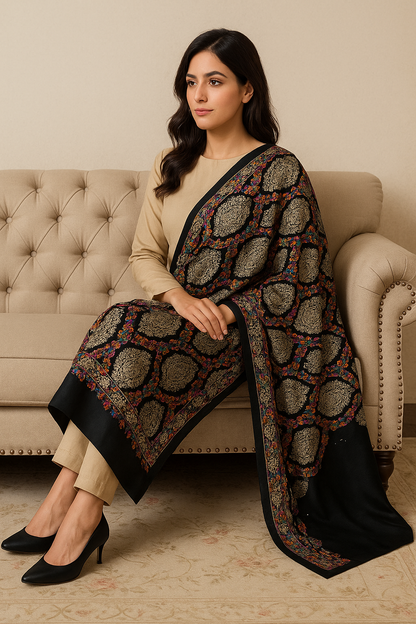 Luxury Pashmina Aari Embroidery Shawl