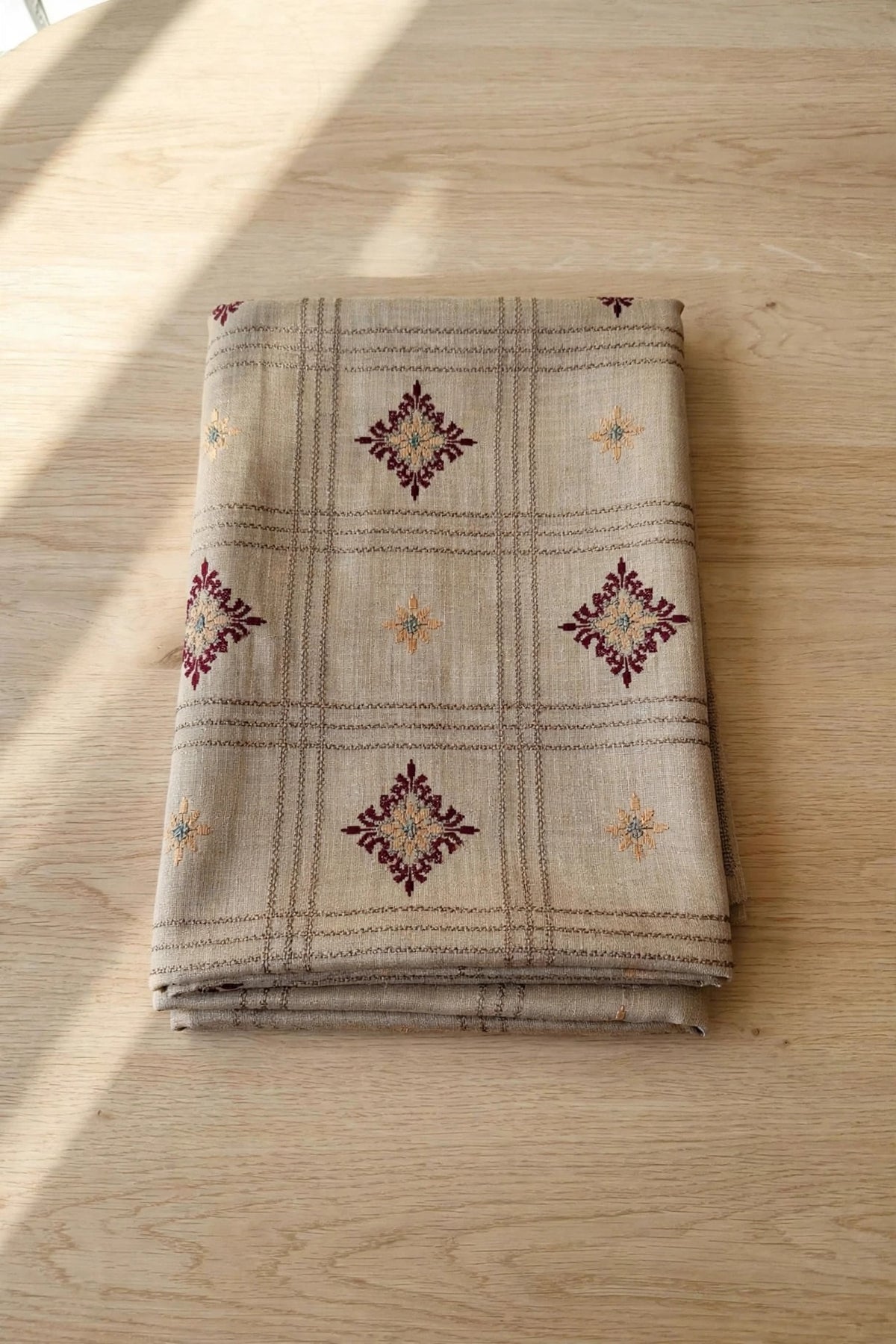 Noor Embroidered Beige Pashmina Shawl