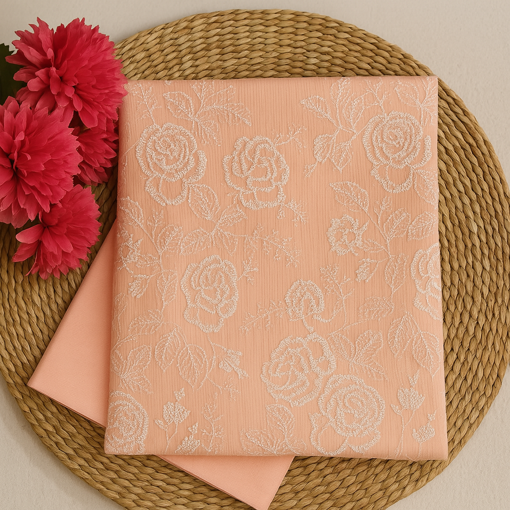 Peach Rose – Unstitched Embroidered Lawn 2-Piece Suit