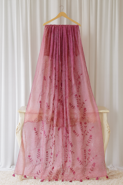 Pink Lawn Embroidered Dupatta