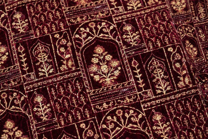 Luxurious Maroon Velvet Embroidered Shawl  Intricate Golden tilla Work Wrap