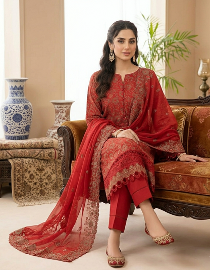 Crimson Heritage Bareeze Embroidered Lawn
