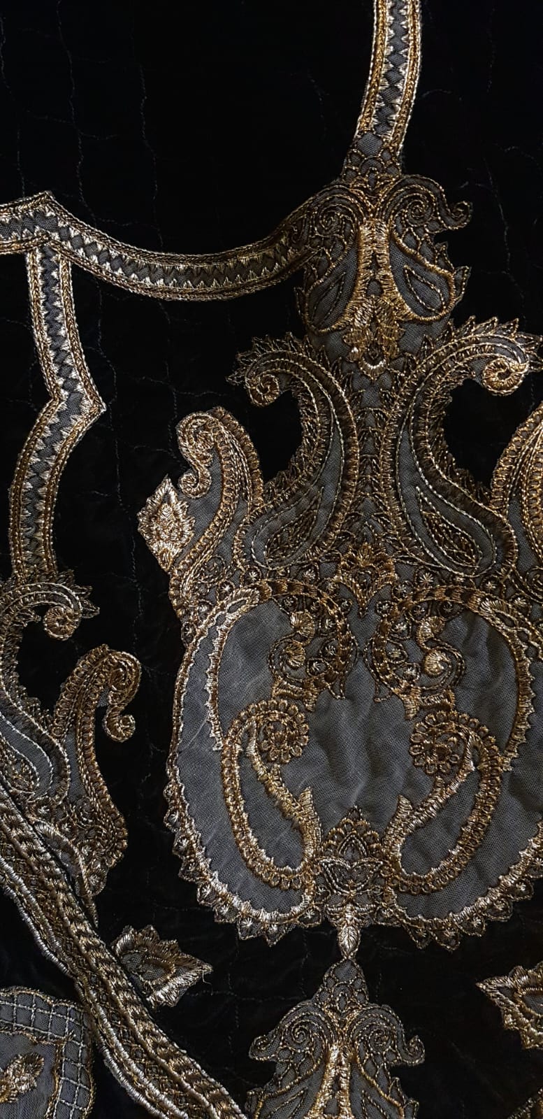 Velvet embroidered shawl