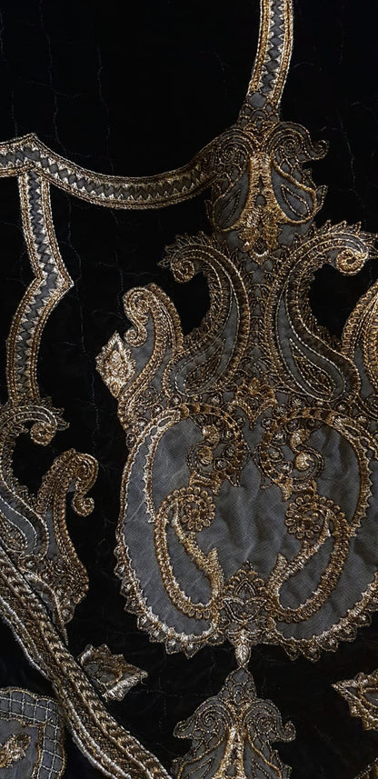 Velvet embroidered shawl