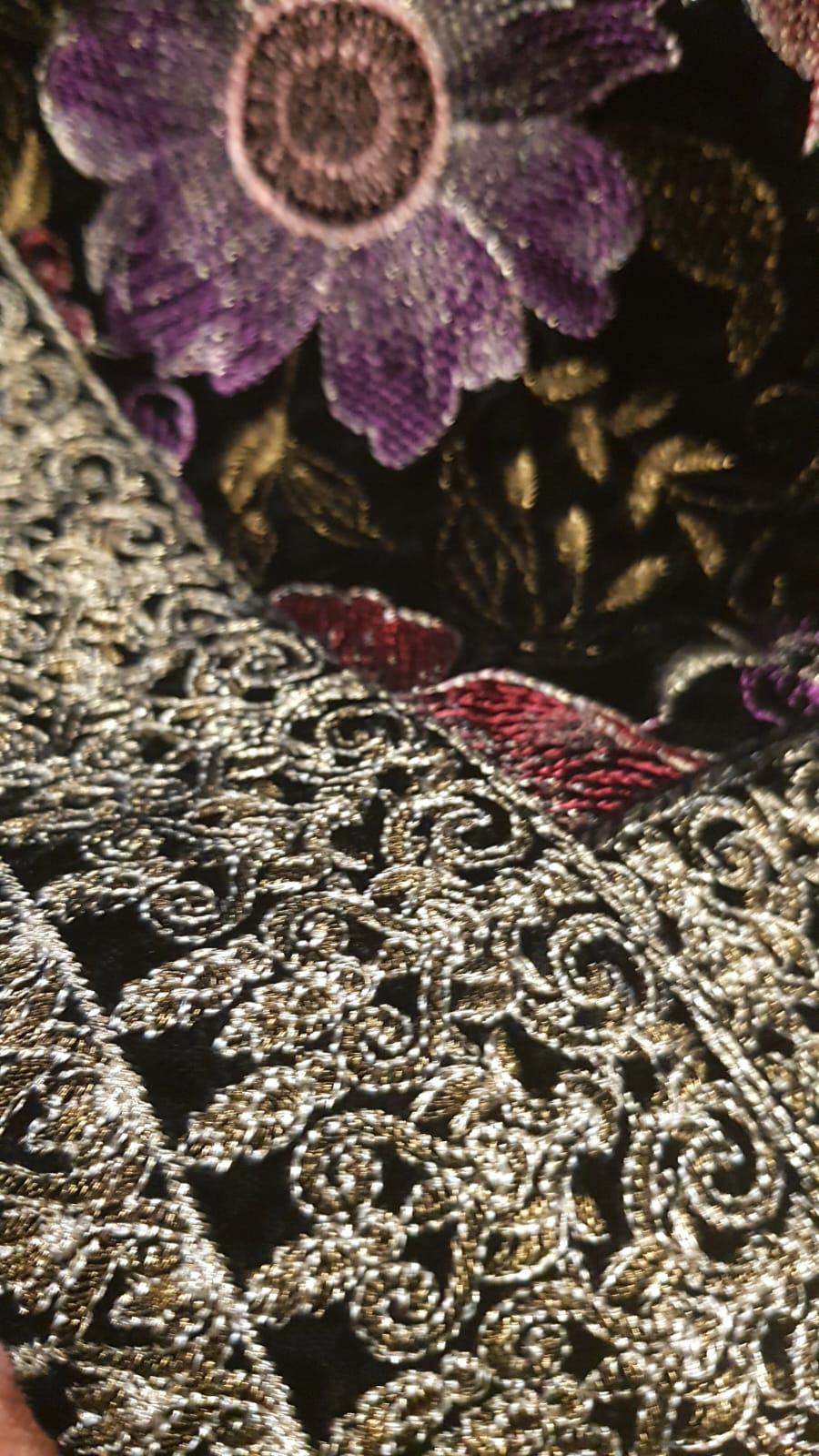 Velvet embroidered shawl