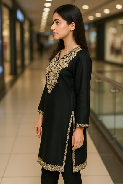 Black Pashmina kurta