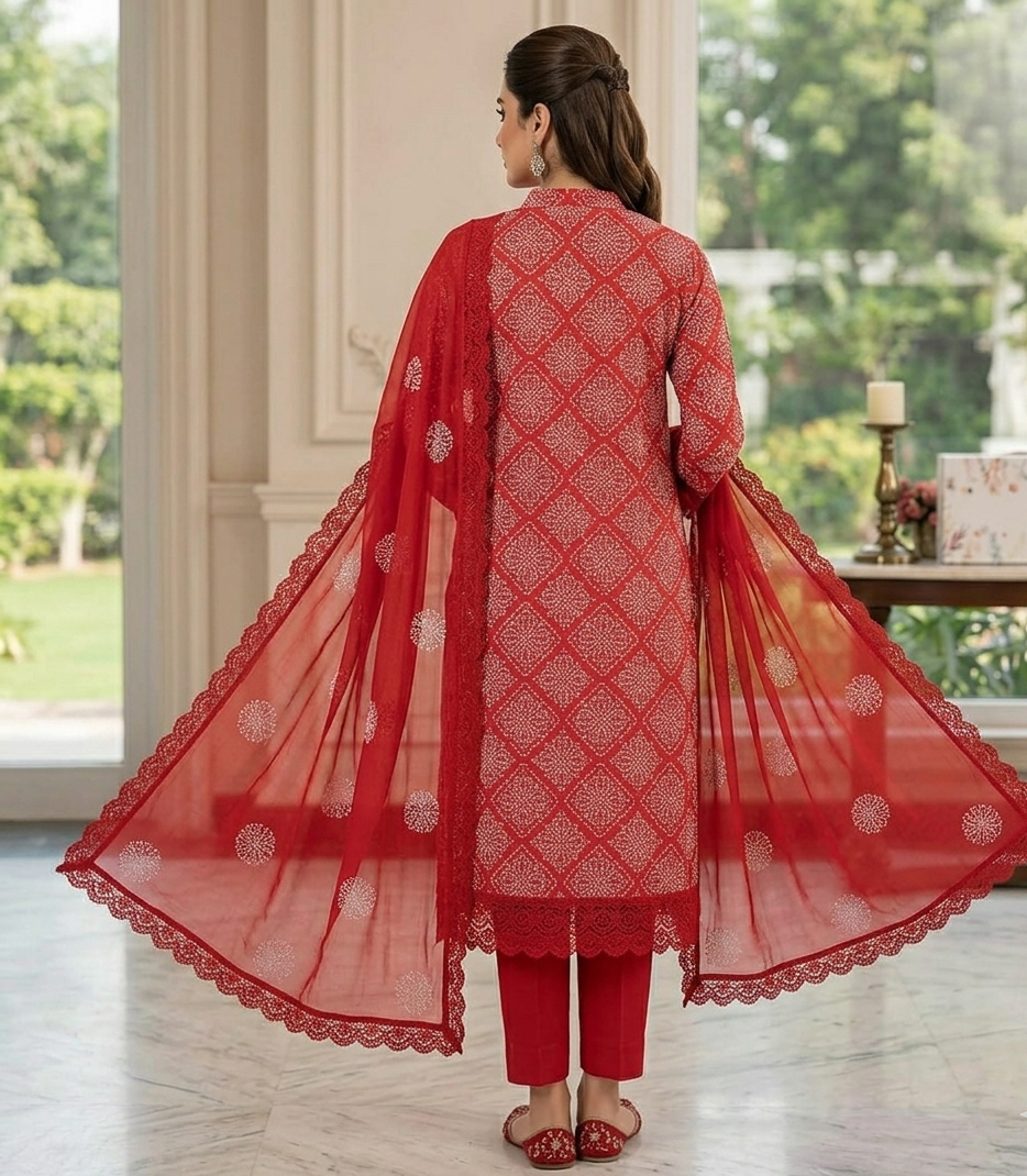 Scarlet Bloom bareeze lawn