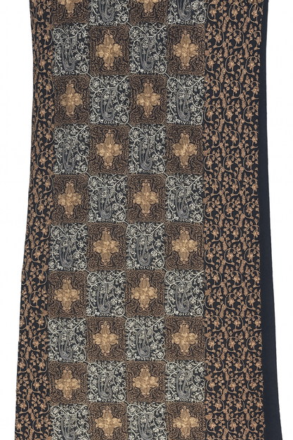 Luxury Pashmina Shawl with Aari Embroidery Black & Bronze