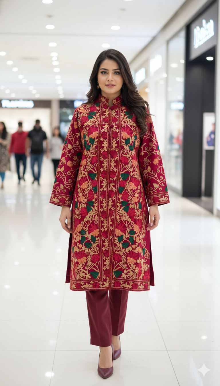 Artisan Aari Embroidered Pashmina Jacket