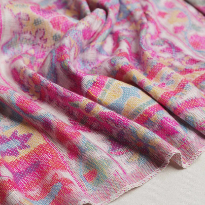Elegant Pink Floral Kani Pashmina Shawl – Full Size