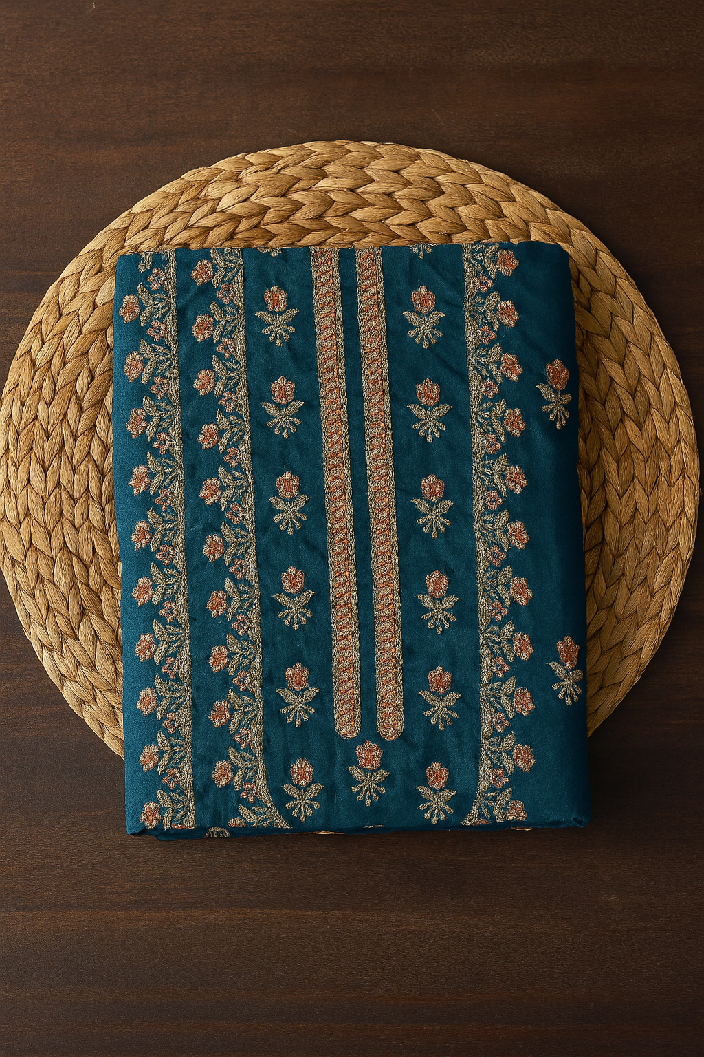 Teal Unstitched Lawn Embroidered 2-Piece Suit