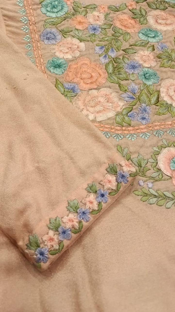 Embroidered Cotton Salwar Kameez Set | Machine Embroidery Neckline & Sleeves | Crush Cotton Dupatta