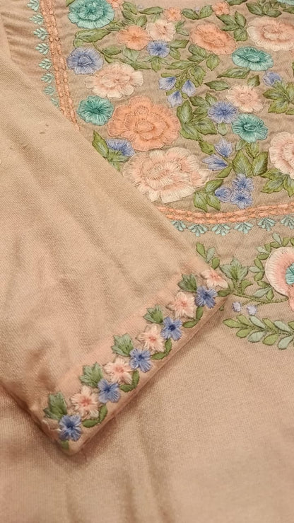Embroidered Cotton Salwar Kameez Set | Machine Embroidery Neckline & Sleeves | Crush Cotton Dupatta