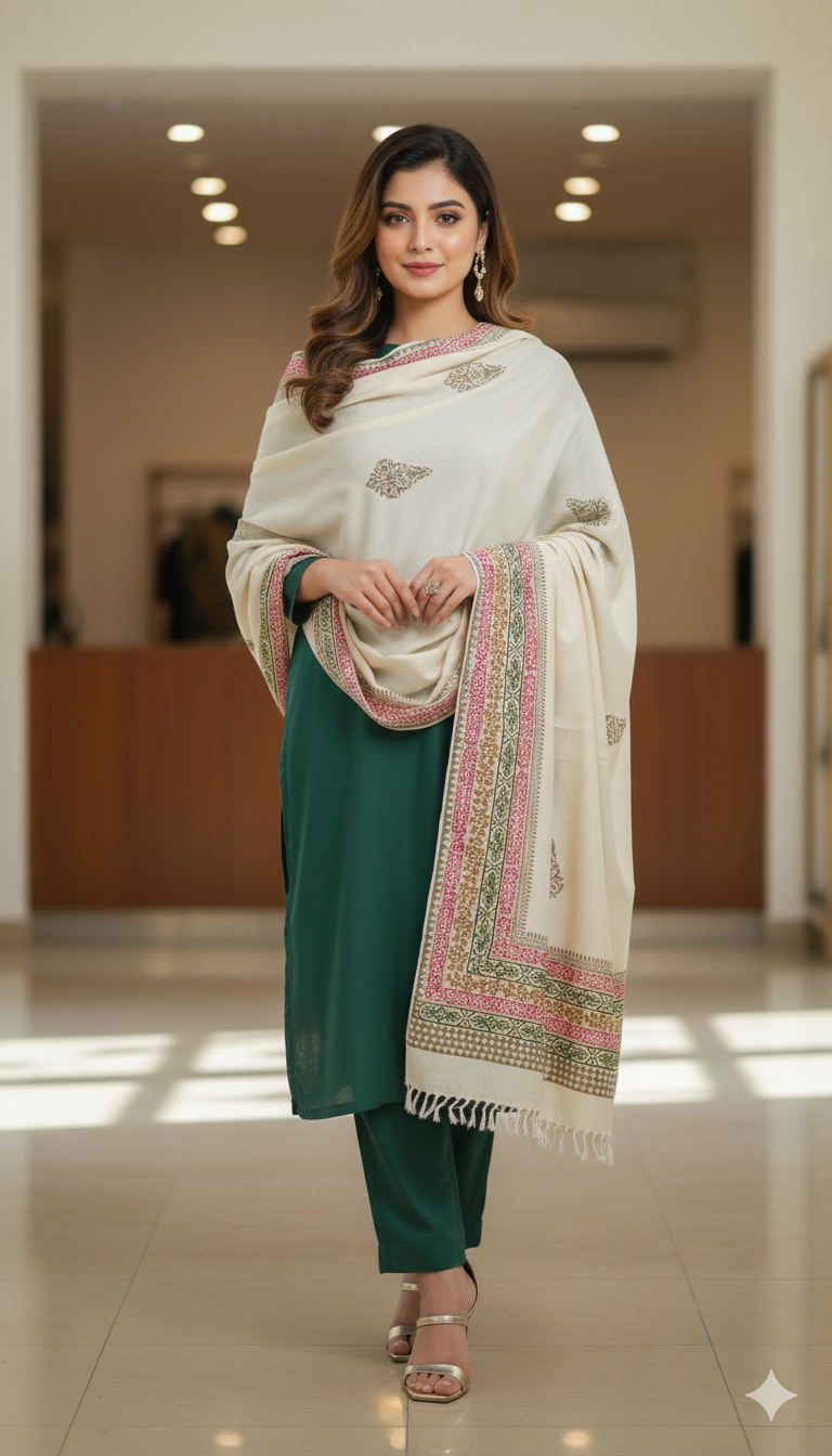 Block Print Pashmina Shawl Timeless Elegance in Every Detail