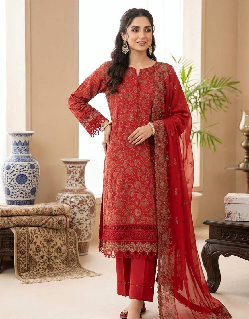 Crimson Heritage Bareeze Embroidered Lawn