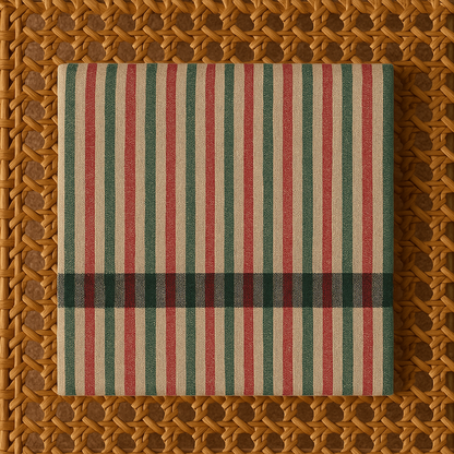 Classic Striped Printed Pashmina Shawl Red & Green on Beige