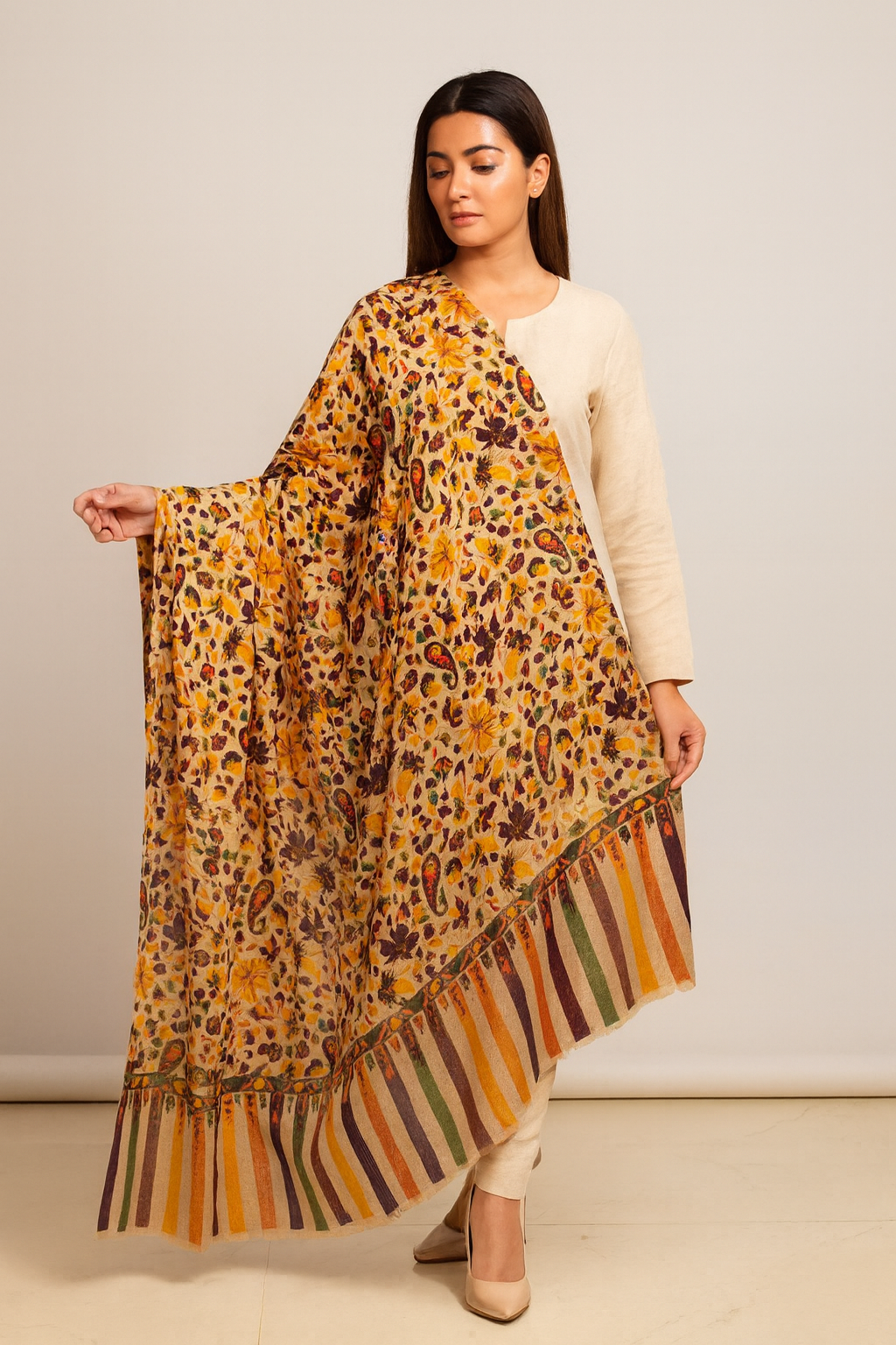 Autumn Paisley Pashmina Shawl Handcrafted Elegance