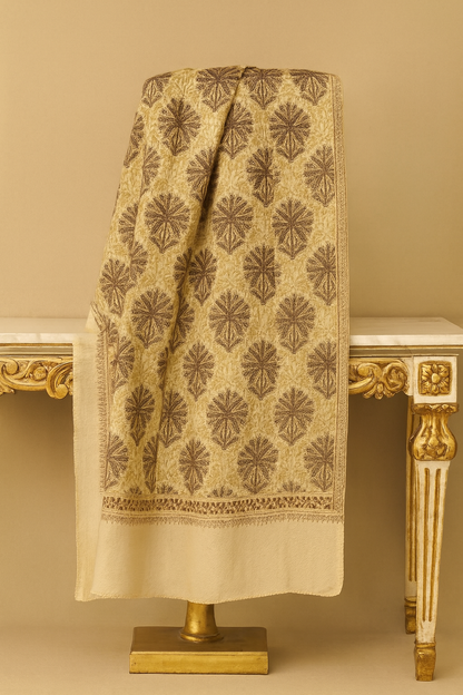 Luxury Beige Pashmina Shawl – Handcrafted Elegance
