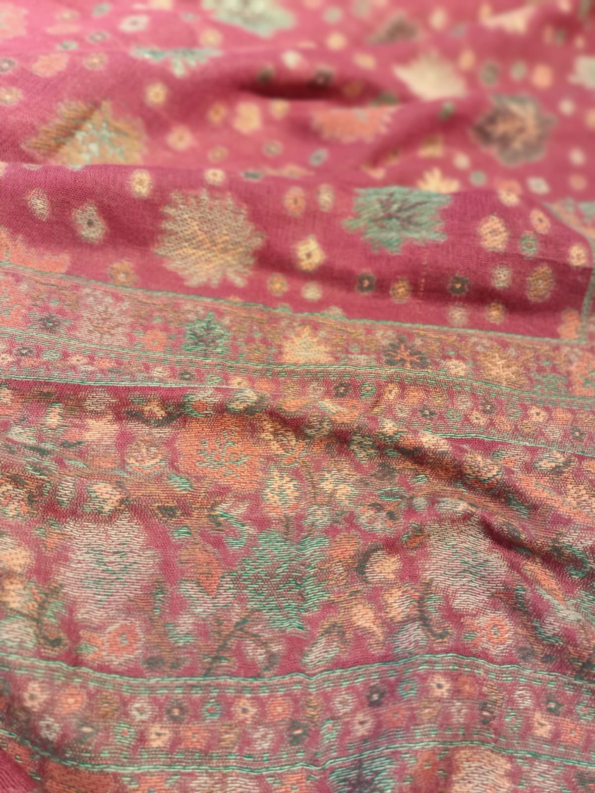 Pink Kani Pashmina Shawl – Floral Heritage Weave